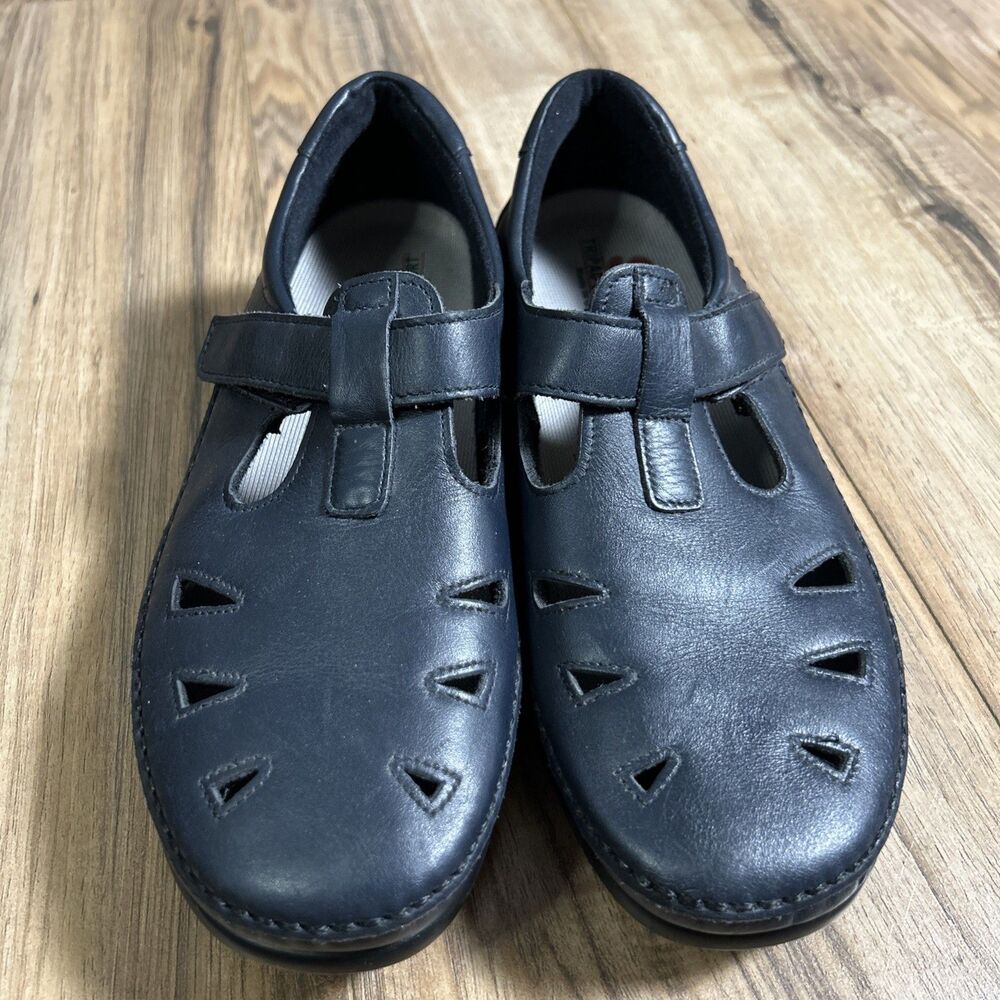 SAS 10.5 Wide Roamer Women's Blue Leather Mary Janes Shoes